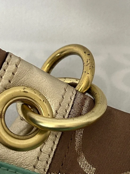 Coach Hampton Brown/Gold Signature Double Handles Travel Tote Bag Purse 🌺🌺 - Picture 13 of 14